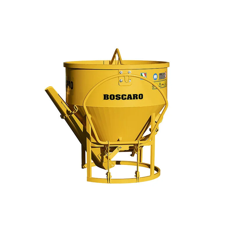 Heavy duty conical concrete bucket with bottom and side discharge