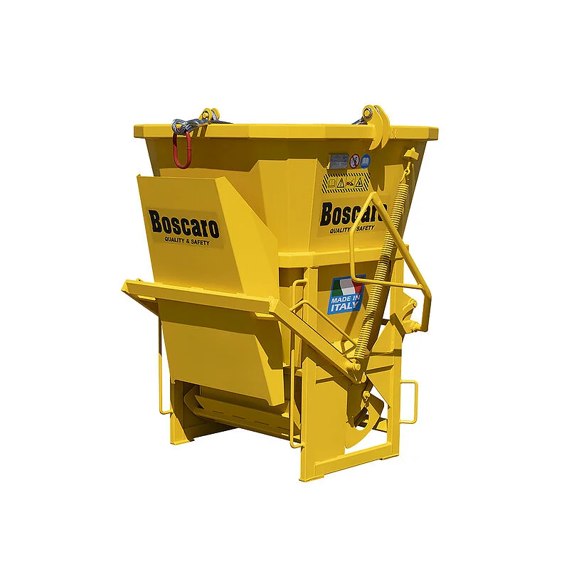 Octagonal concrete bucket with bottom and side discharge