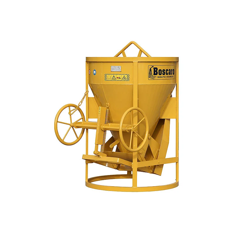 Conical concrete bucket with bottom discharge and geared opening