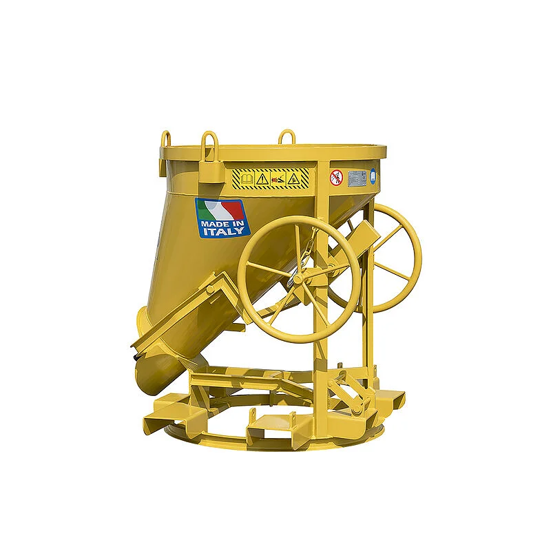 Concrete bucket with side discharge and geared opening