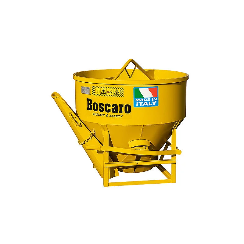 Conical concrete bucket with bottom and side discharge