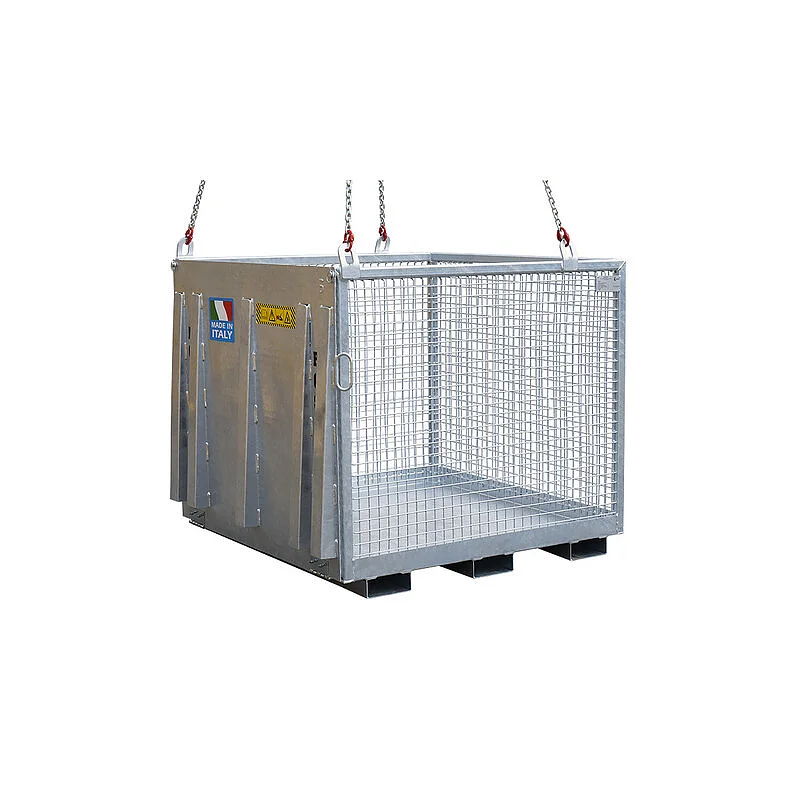 Galvanized goods lifting cage with ramp