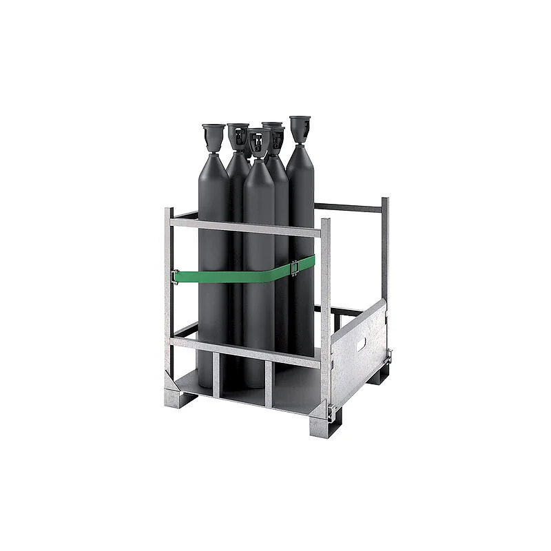 Galvanized gas cylinder storage cage with ramp