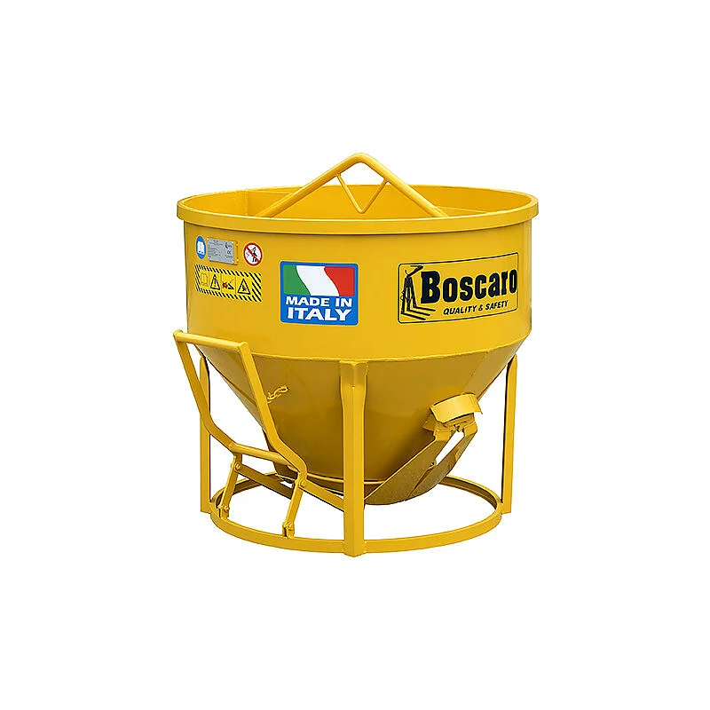 Conical concrete bucket with bottom discharge