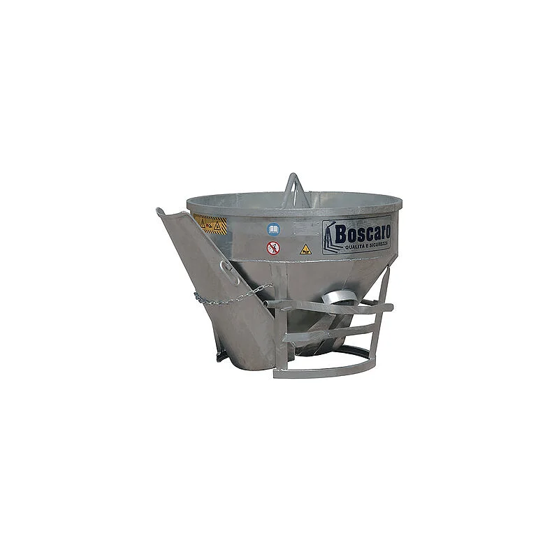 Galvanized conical concrete bucket with bottom and side discharge