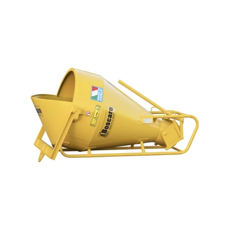 Laydown conical concrete bucket with lever operated