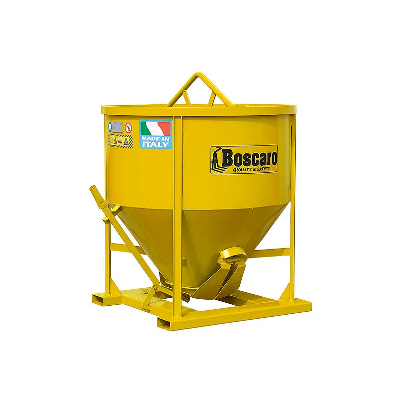 Conical concrete bucket with bottom discharge and forklift pockets