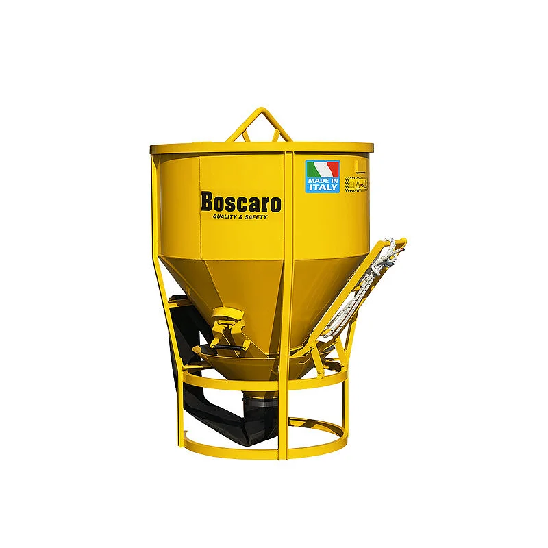 Conical concrete bucket with rubber hose